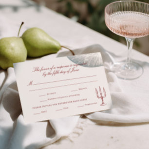 Rote illustrierte wunderliche Hochzeit RSVP Karte