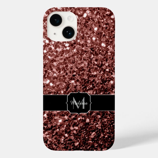 Rote Imitat Glitzer Glitzern Monogramm Case-Mate iPhone Hülle (Rückseite)