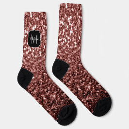Rote Imitat Glitzer Glitzern Monogramm Socken