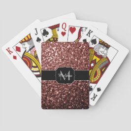 Rote Imitat Glitzer Glitzern Monogramm Spielkarten