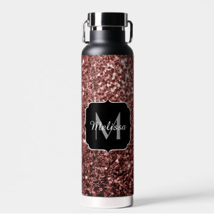 Rote Imitat Glitzer Glitzern Monogramm Trinkflasche