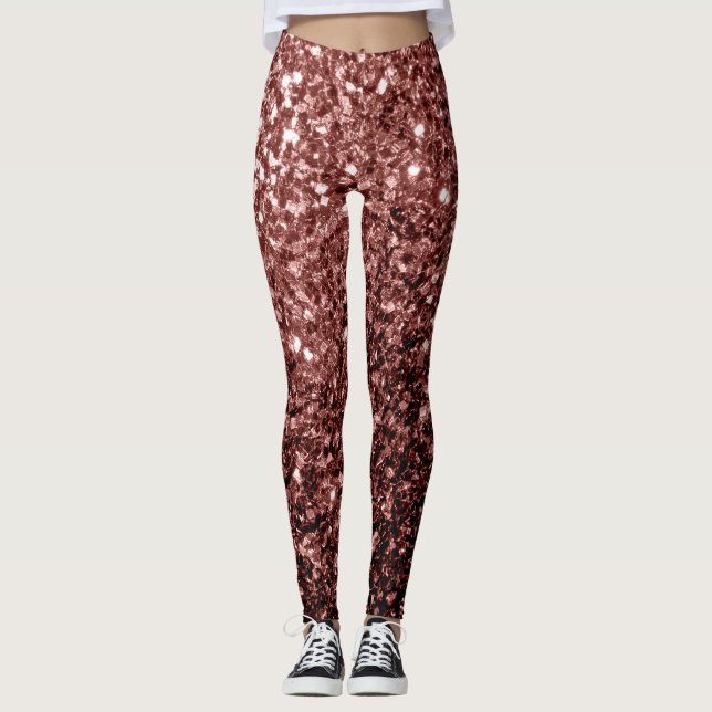 Rote Imitate Glitzer Glitzern Leggings (Vorderseite)