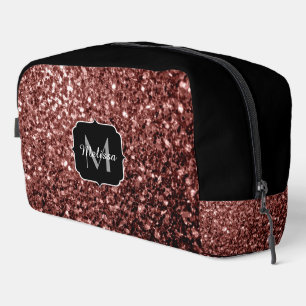 Rote Imitate Glitzer Glitzern Schwarz Monogramm Waschbeutel