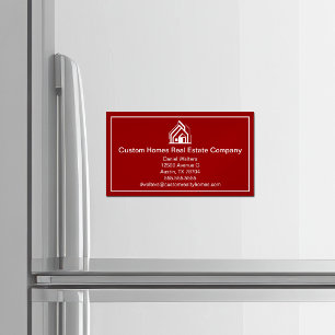 Rote Immobilienfirma Modernes Haus Magnetische Visitenkarte