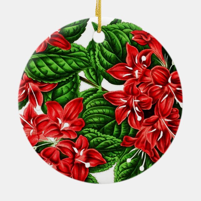 Rote Ingwer-Blume, Vintag Keramik Ornament (Hinten)
