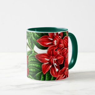 Rote Ingwerblumen, Vintage-Druck Tasse