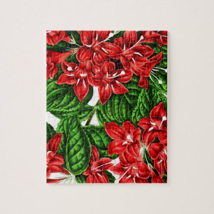 Rote Ingwerblüten, Vintage-Druck Puzzle