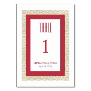 Rote islamische geometrische Umrandung Hochzeit Tischnummer