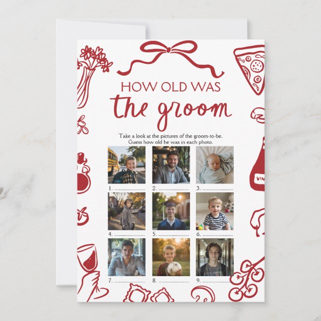 Rote italienische Hand zeichnete wie alt das Game  Einladung (Vorderseite)