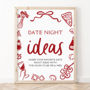 Rote italienische Pizza-Date Night-Ideen Brautpart Poster