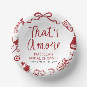 Rote italienische That's Amore Pizza Pasta Brautpa Pappteller