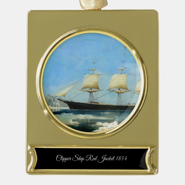 Rote Jacke des Clipper Ships Banner-Ornament Gold (Vorderseite)