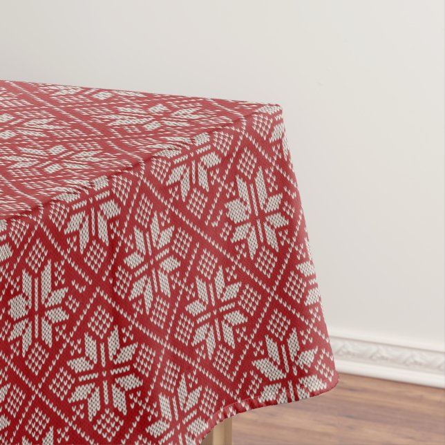 Rote Jacquard-Weihnachtsdecke Tischdecke (Beispiel)