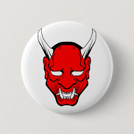 Rote japanische Hannya-Maske Button