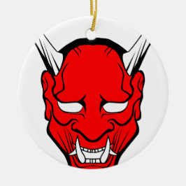 Rote japanische Hannya-Maske Keramik Ornament