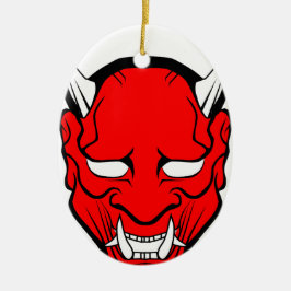 Rote japanische Hannya-Maske Keramikornament