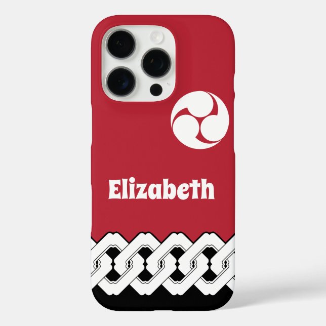 Rote japanische Kette und Spiralmuster Case-Mate iPhone Hülle (Rückseite)