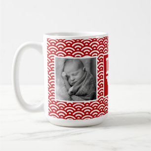 Rote japanische Muster   LIEBE mit Fotos Tasse