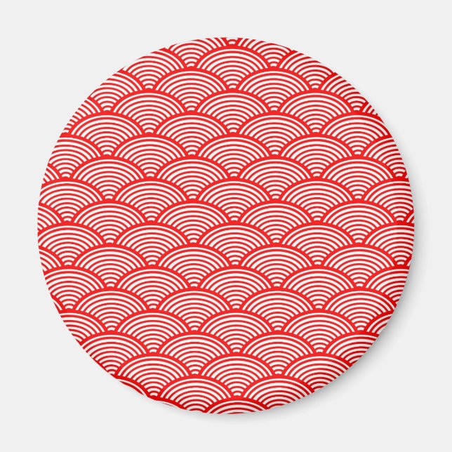 Rote japanische Welle Magnet (Vorne)