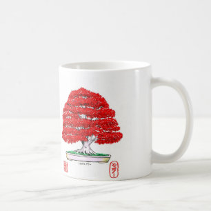 Rote japanischer Ahorn-Bonsais-Tasse Tasse
