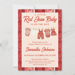Rote Jean-Baby-Party Einladung