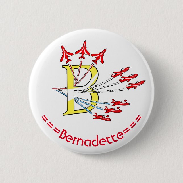 Rote Jetflugzeuge Anfangsbuchstabe B Abzeichen Button (Vorderseite)