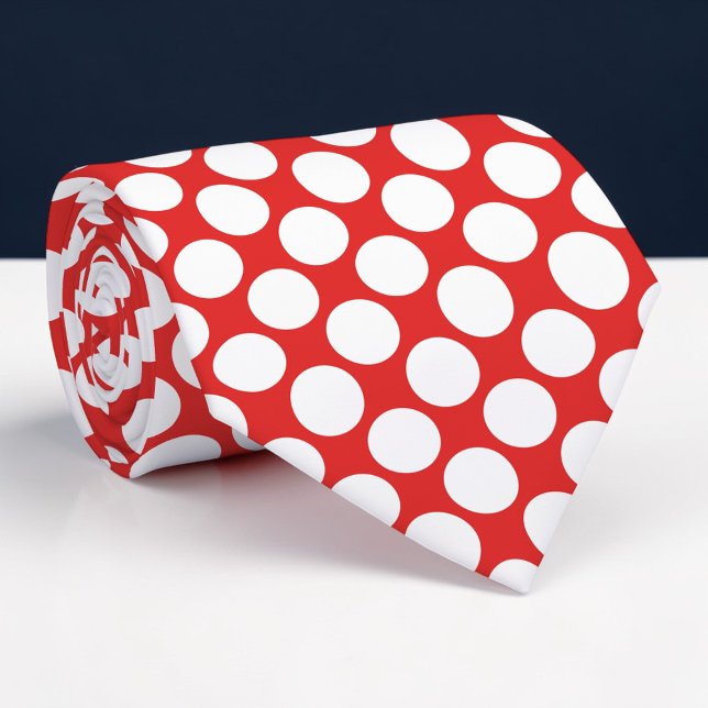 Rote Jumbo-Polka-Punkte-Halsbinden nach Maß Krawatte (Von Creator hochgeladen)