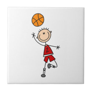 Rote Jungen Basketballspieler T-Shirts und Geschen Fliese