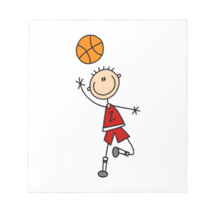 Rote Jungen Basketballspieler T-Shirts und Geschen Notizblock