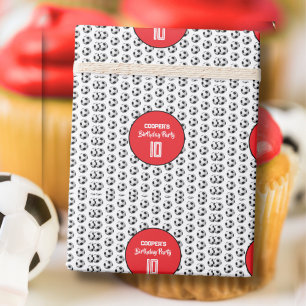 Rote Jungs-Fußball-Geburtstagsfeier Geschenkpapier