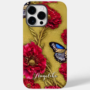 Rote Kalifornische Mohn Schmetterlinge Gold Hinter Case-Mate iPhone 14 Pro Max Hülle