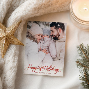 Rote Kalligrafie Foto Froheste Feiertage Weihnacht Postkarte