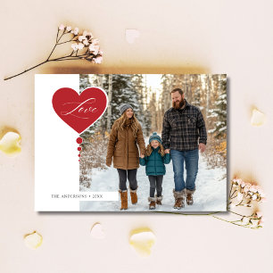 Rote Kalligrafie-Liebesfamilienfoto Baby Valentins Feiertagskarte