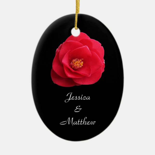 Rote Kamelie Blume Weihnachtsschmuck (Vorne)