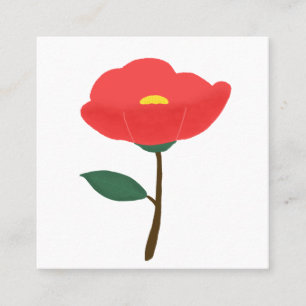 Rote Kamelienblume Botanisches Geschenk Quadratische Visitenkarte