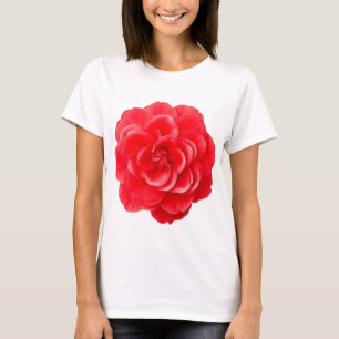 Rote Kamelienblumen-Kunst Damen Weißes T-Shirt Ele