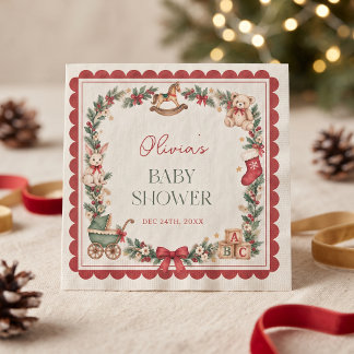 Rote Kammmuschel Vintage-Spielzeug Weihnachten Bab Serviette