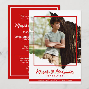 Rote kantige abstrakte zerrissene Foto-Abschluss-E Einladung