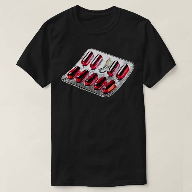 Rote Kapseltabletten T-Shirt (Design vorne)