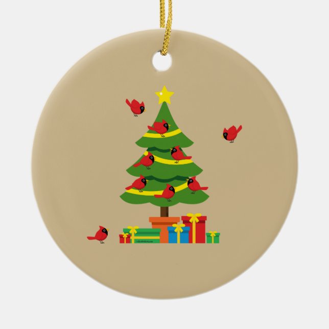 Rote Kardinal - Christmas Merrier verbringt zusamm Keramik Ornament (Vorne)