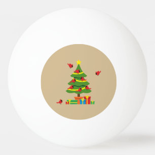 Rote Kardinal - Christmas Merrier verbringt zusamm Tischtennisball