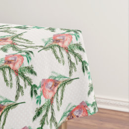 Rote Kardinäle auf grünen Branchen Weihnachten Tischdecke