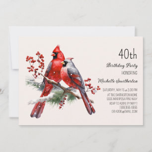 Rote Kardinäle Beeren 40. Geburtstag Einladung
