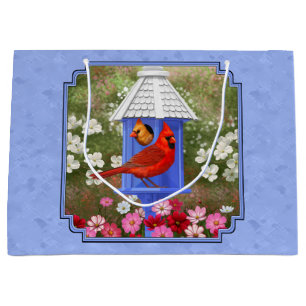 Rote Kardinäle Bird House Flower Garden Große Geschenktüte