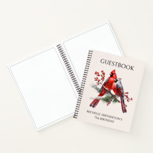 Rote Kardinäle Frauen 75. Geburtstags-Gästebuch Notizbuch