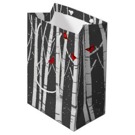 Rote Kardinäle in Birch Tree Mittlere Geschenktüte