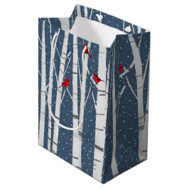 Rote Kardinäle in Birch Tree Mittlere Geschenktüte
