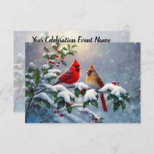 Rote Kardinäle und Holly in Snow Einladung