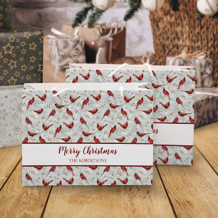 Rote Kardinäle Weihnachten Schneekiefer Personalis Große Geschenktüte