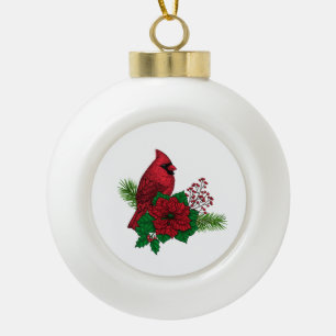 Rote Kardinäle zur Weihnachtsdekoration Keramik Kugel-Ornament